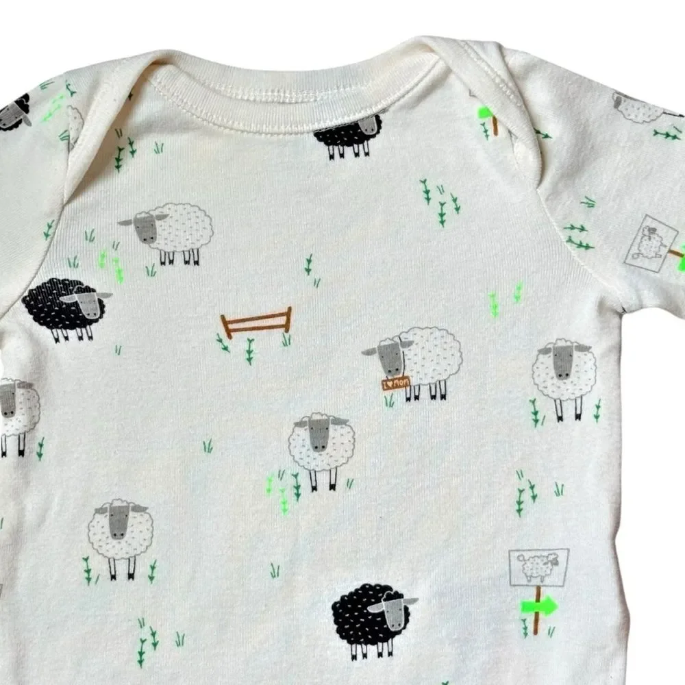 Baby GAP Long Sleeve Sheep Print 100% Cotton Onesie Bodysuit. 3-6 Months.